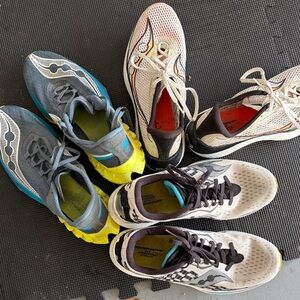 Saucony Men's Athletic Running Shoes in Gray, White, Blue, Yellow